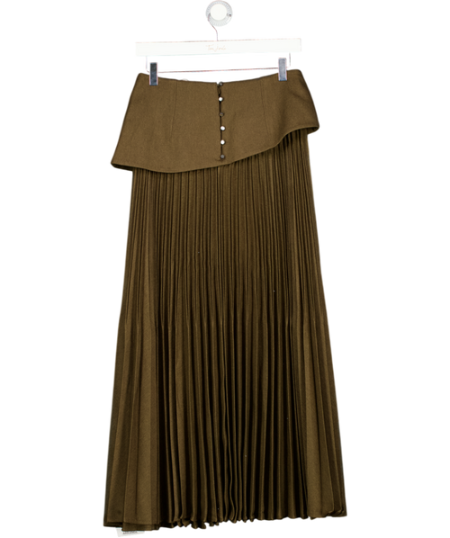ARRANGE Brown Premium Pleated Tailored Maxi Skirt In Chocolate UK 10