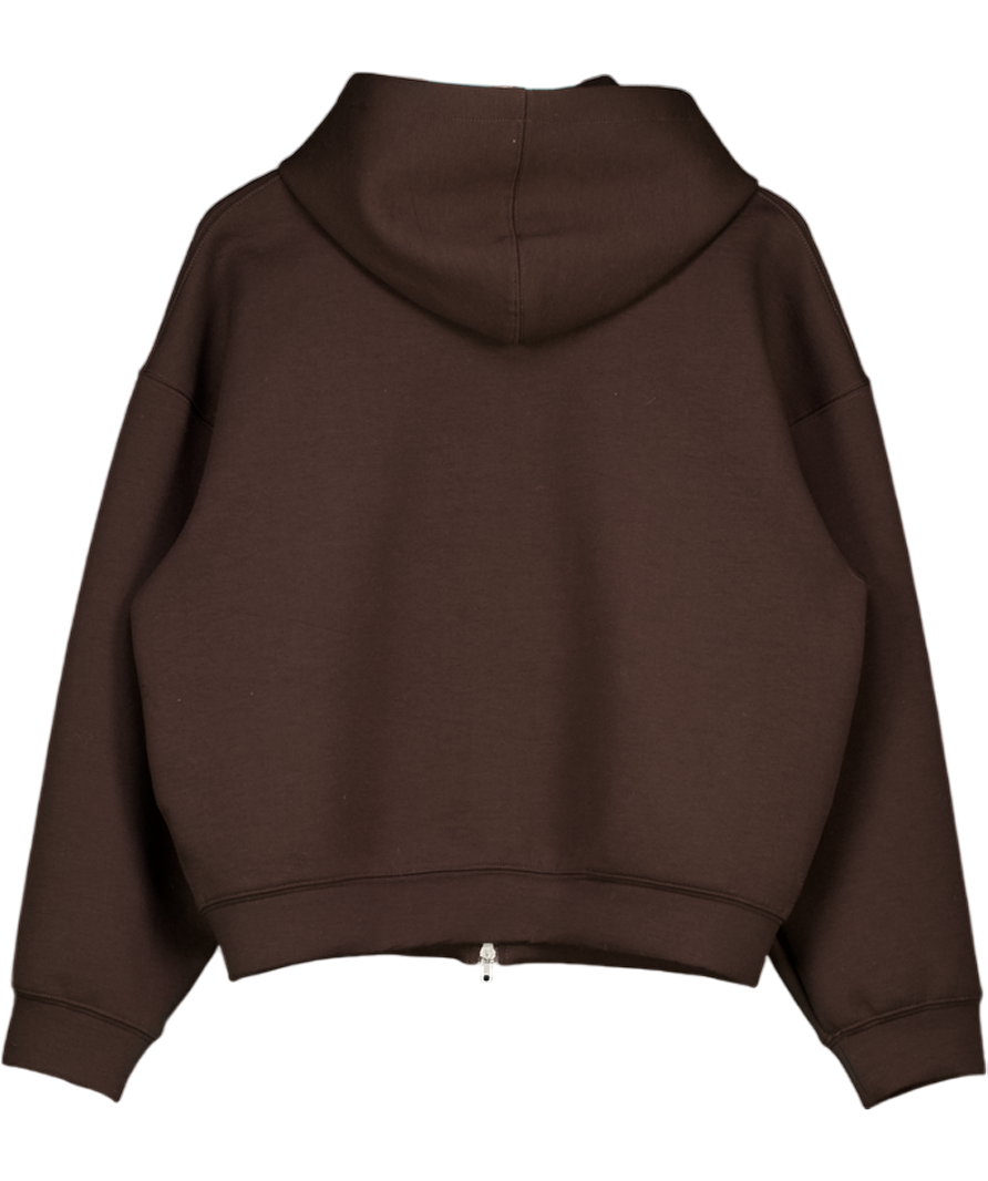 WEEKDAY Chocolate Brown Oversized Scuba Zip-hoodie UK S