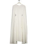 KAREN MILLEN Ivory White Stretch Viscose Cape Mesh Panel Midi Dress UK 8