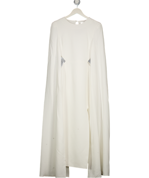 KAREN MILLEN Ivory White Stretch Viscose Cape Mesh Panel Midi Dress UK 8
