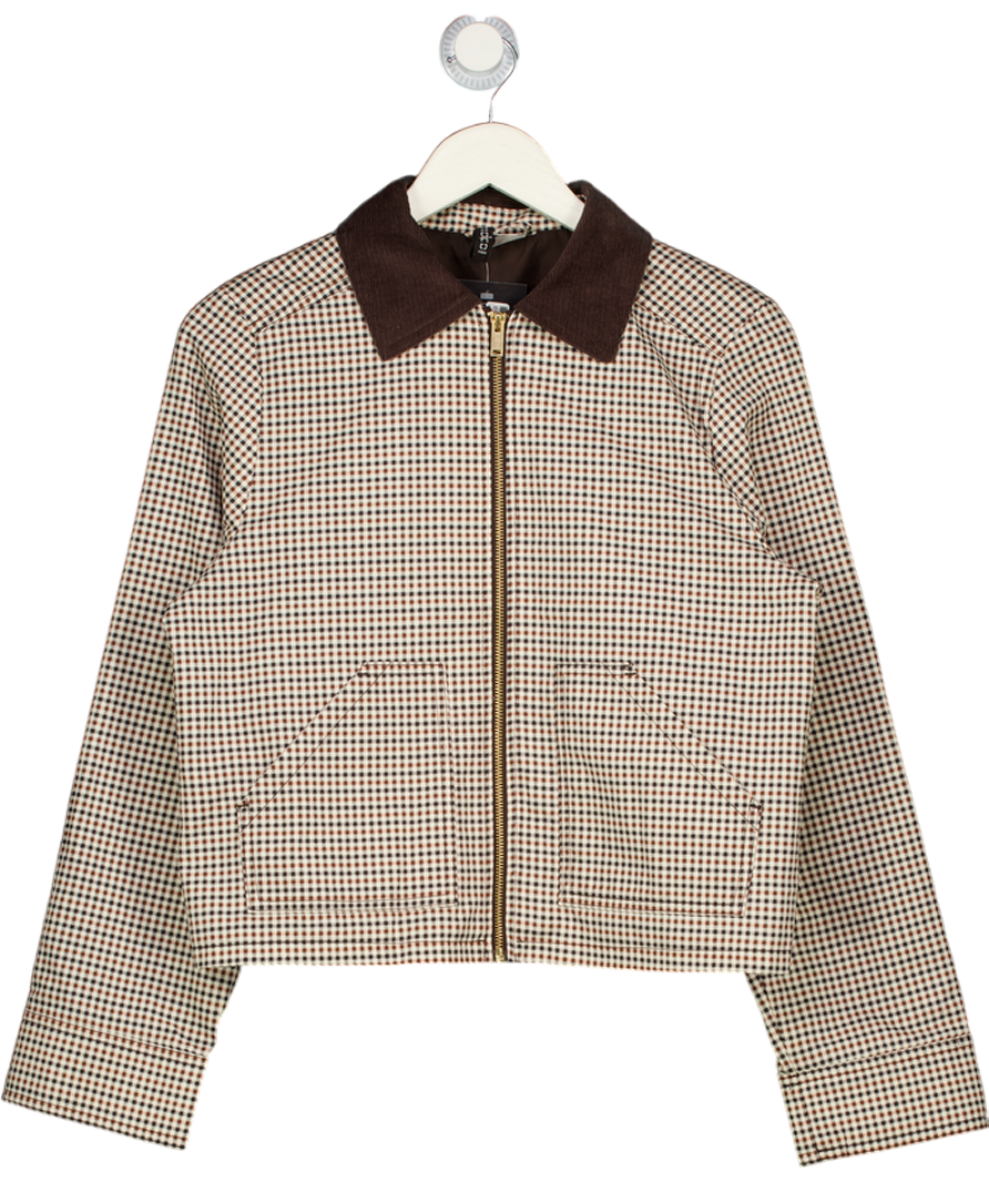 H&M Brown Corduroy-collar Twill Jacket UK XS