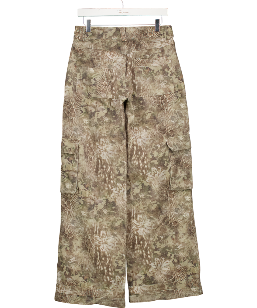 OUTCAST Green Relaxed Low-rise Zeriah Print Baggy Jeans UK S