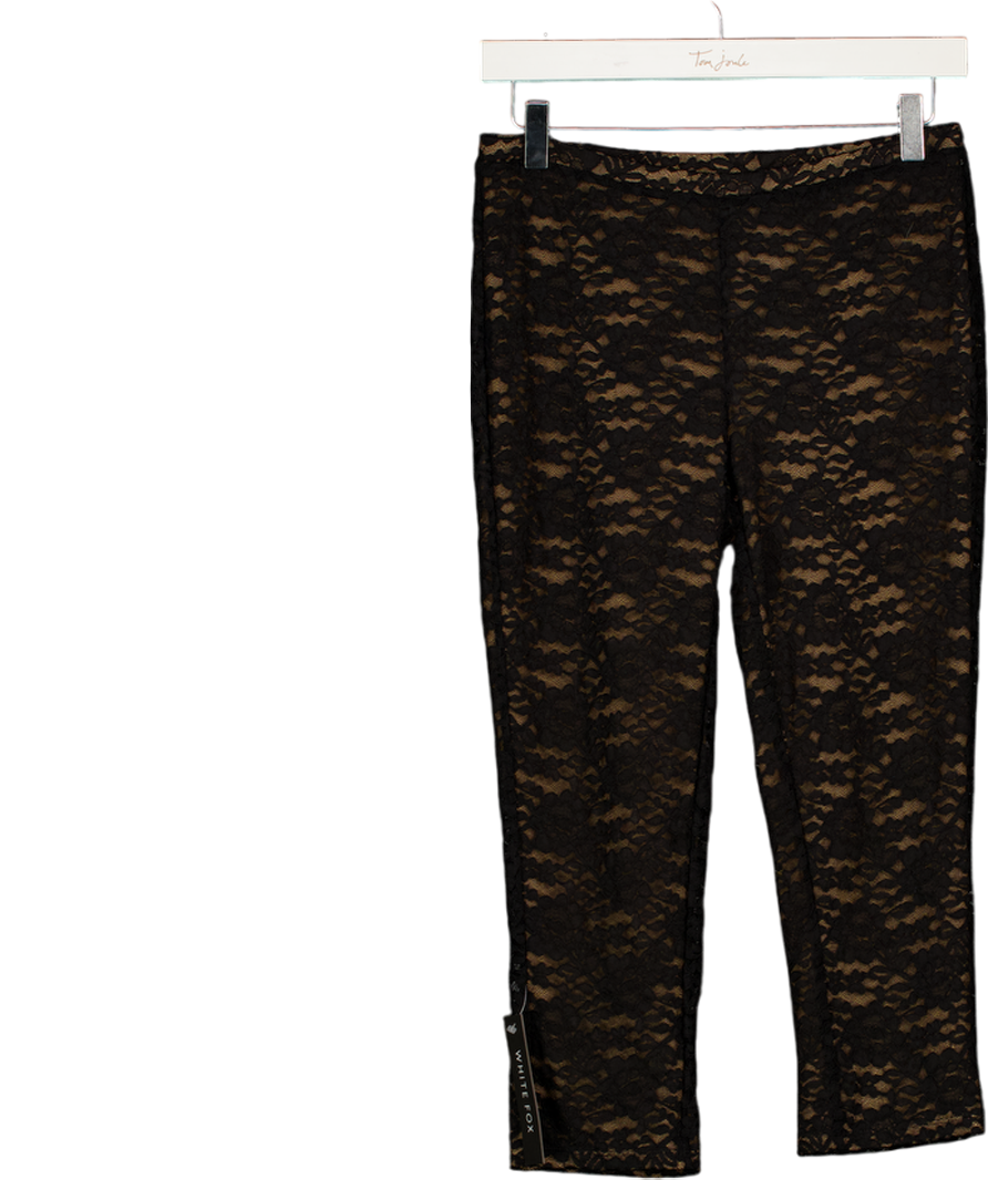 WHITE FOX Vibe With Me Lace Capri Pants Black UK S
