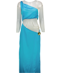 Cin Cin Blue One Shoulder Cut Out Maxi Dress UK M