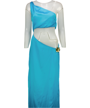 Cin Cin Blue One Shoulder Cut Out Maxi Dress UK M