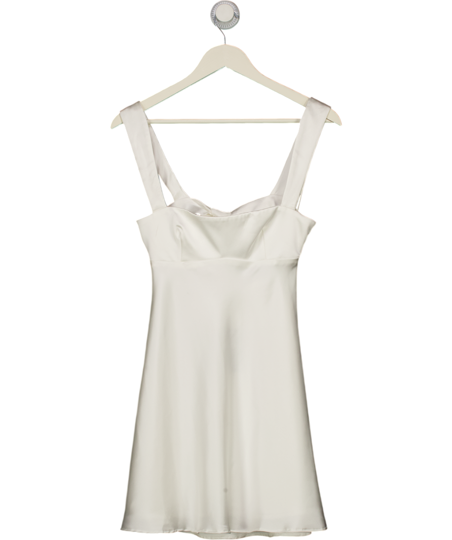 ZARA White Heavy Satin Bow Back Mini Dress UK S