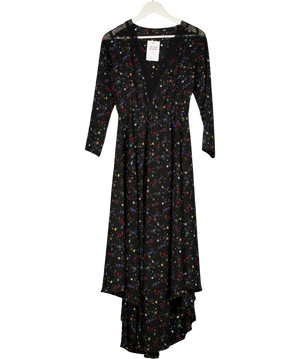Maje Black Riane Bird Print Chiffon Midi Dress UK 8