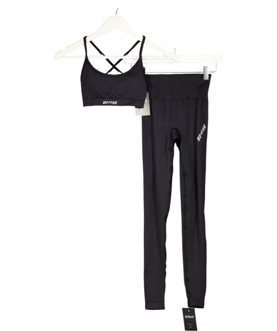 Bo + Tee Black Cross-back Sports Bra And Leggings UK XXS-XS
