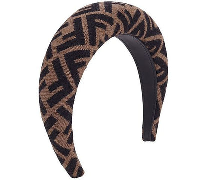 Fendi Brown FF-jacquard Logo Wool-blend Headband One Size