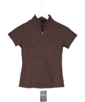 ADANOLA Brown Short Sleeve Zip Top UK S
