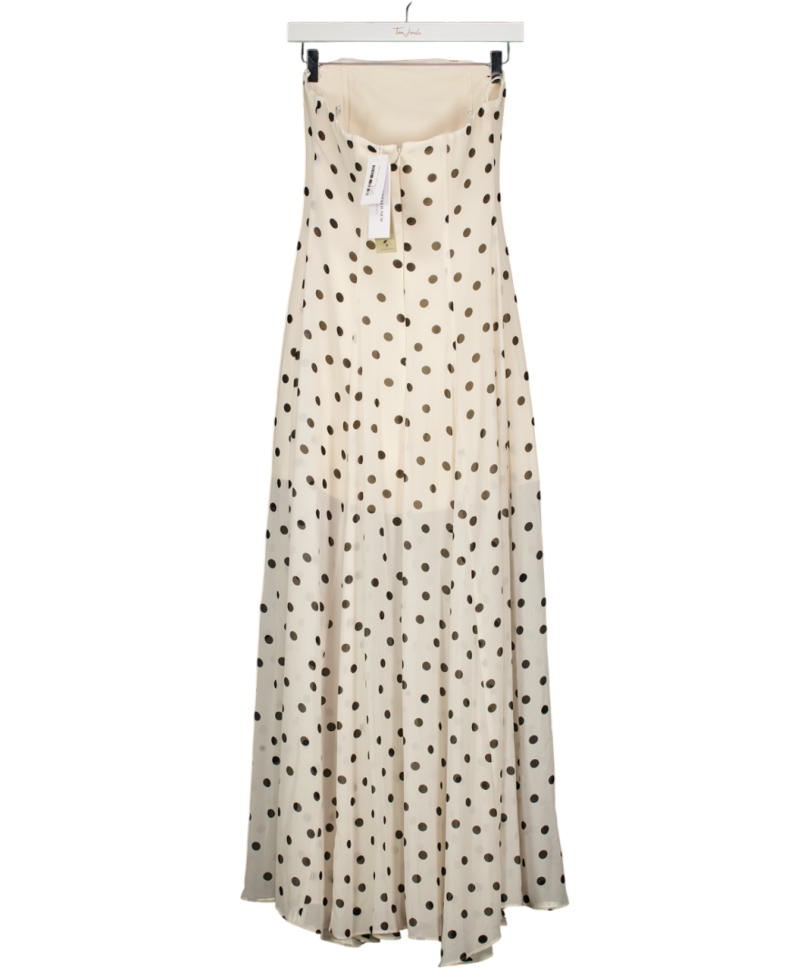 FOREVER NEW Ivory  / Black Kimora Spot Strapless Maxi Dress UK 8