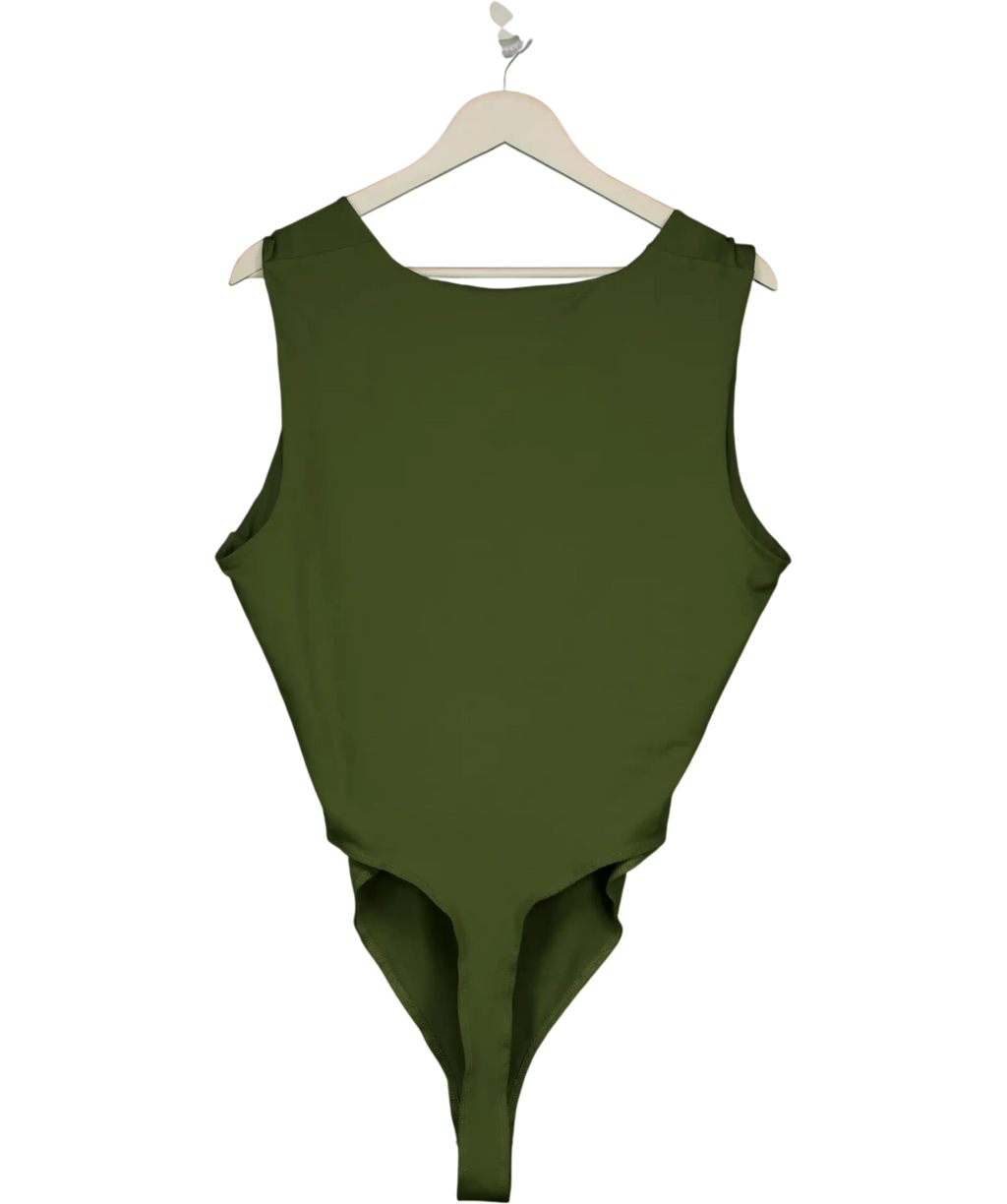 New Look Green Slinky Square Neck Sleeveless Bodysuit UK 22