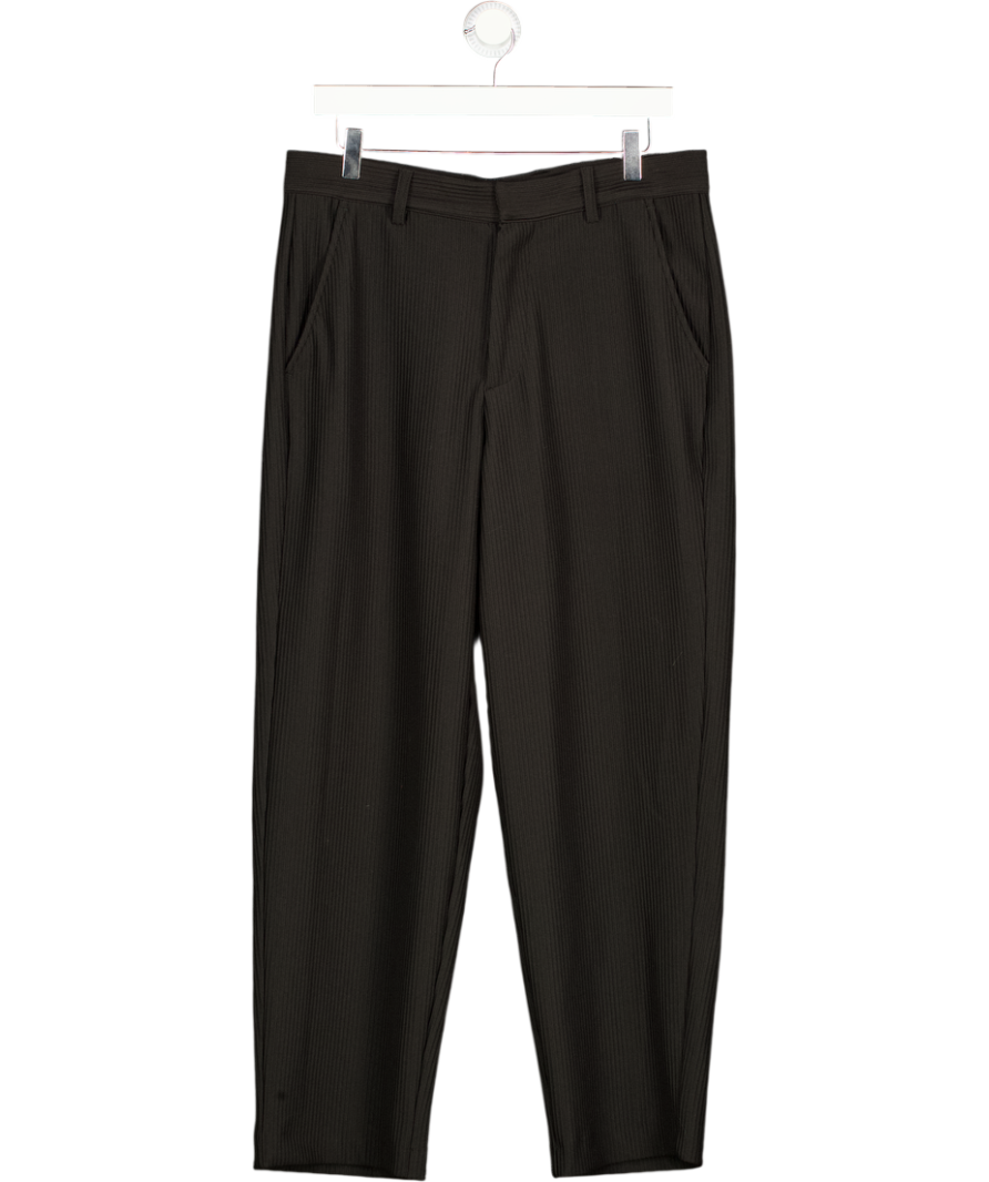 River Island Black Double Pleat Plisse Trousers W32