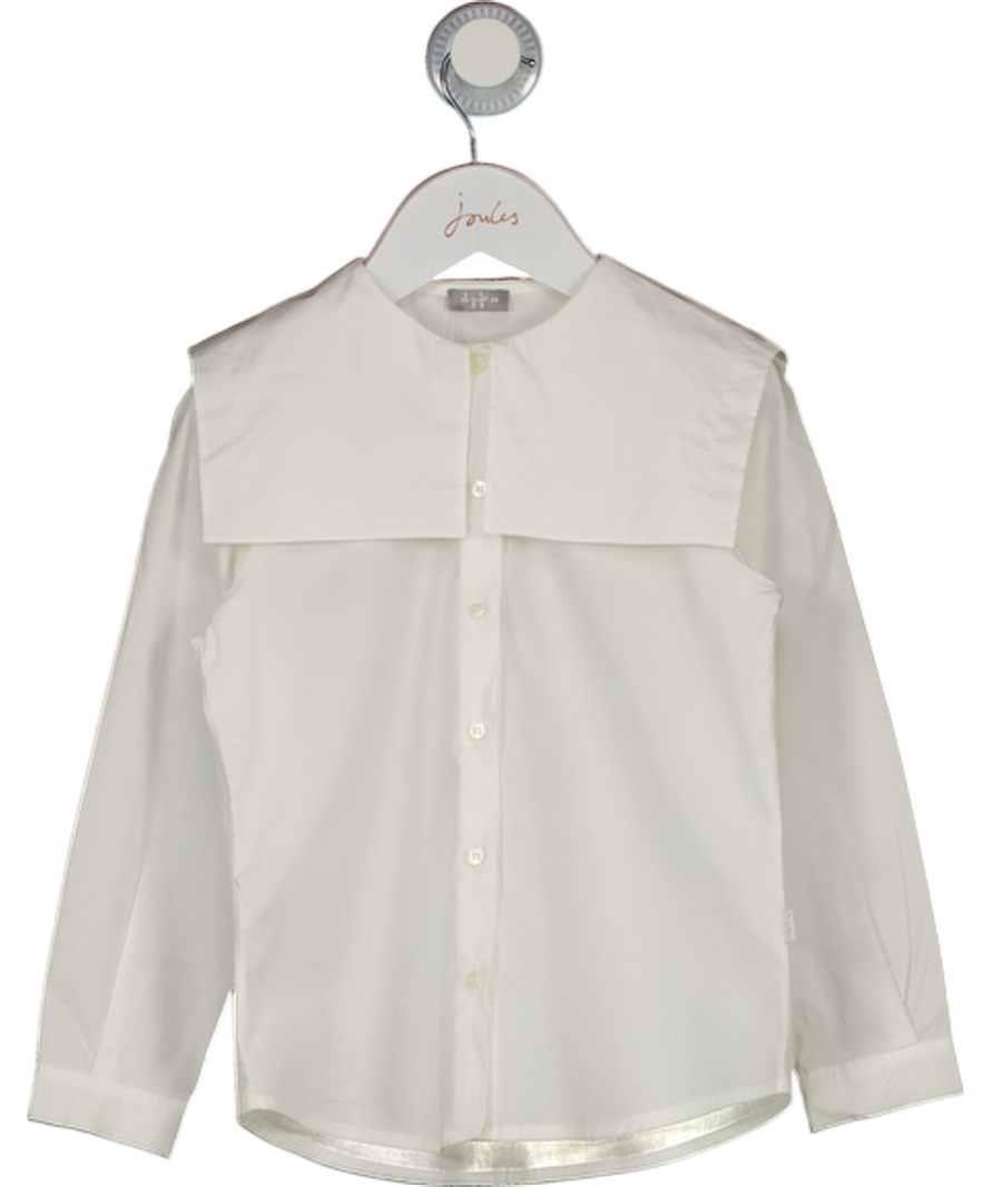 Il Gufo Ivory White Cotton Sailor Collar Blouse 4 Years