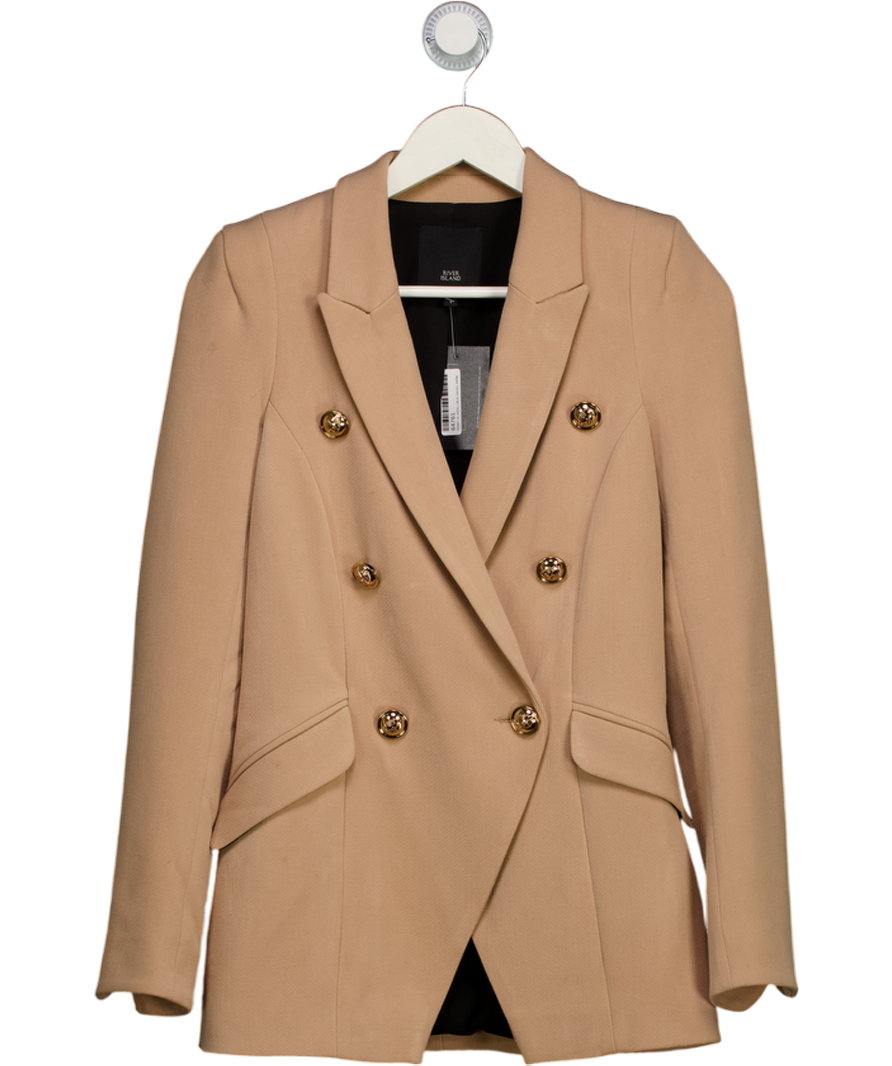 River Island Beige Double Breasted Blazer UK 6