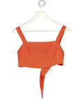 NOBODY'S CHILD Orange Linen Blend Tie Back Crop Top UK 8