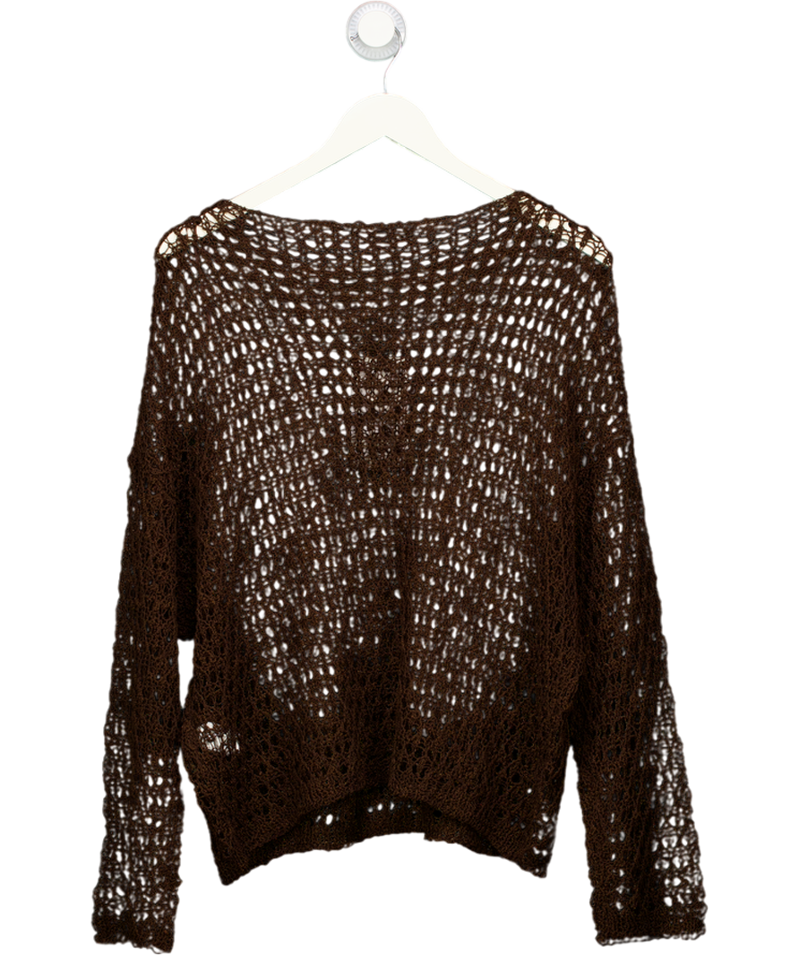 ZARA Chocolate Brown Open Knit Jumper UK M