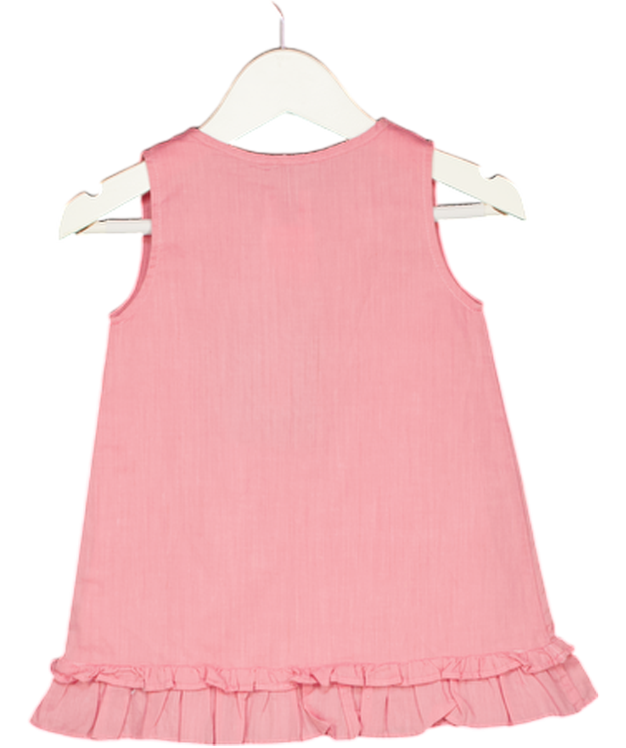 CHARABIA Pink Sleeveless Frill Hem Cotton Dress 3-6 Months