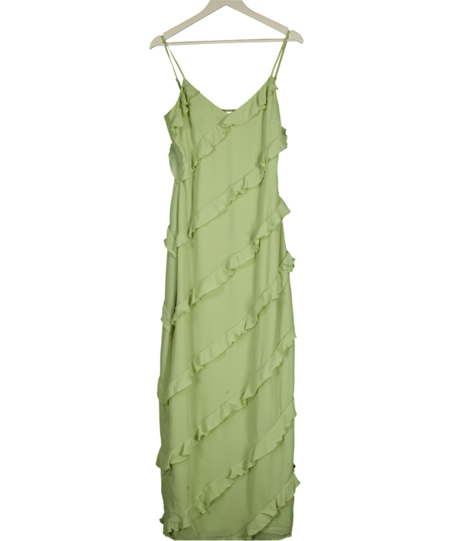PRETTY LAVISH Green Nadine Ruffle Maxi Dress UK 10