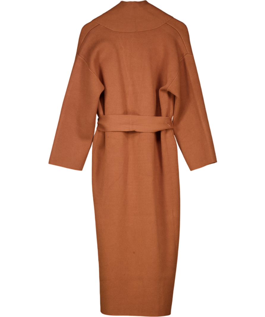 Karen Millen Brown Jacquard Floral Knitted Belted Coatigan UK XS