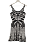 Diane von Furstenberg Black F404 Zebra Tattoo Structured Knit Flared Dress UK S