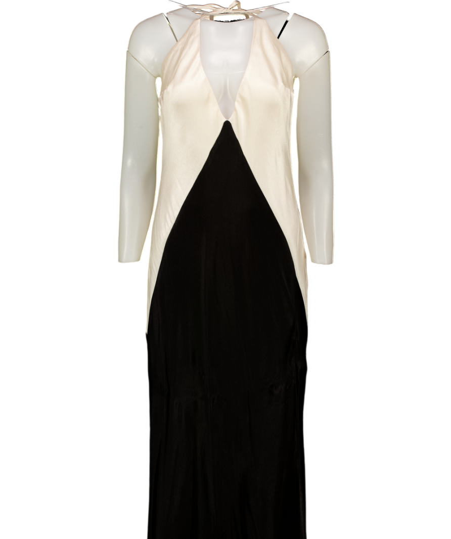 BARDOT Yve Contrast Halter Dress In Black Ivory UK 14
