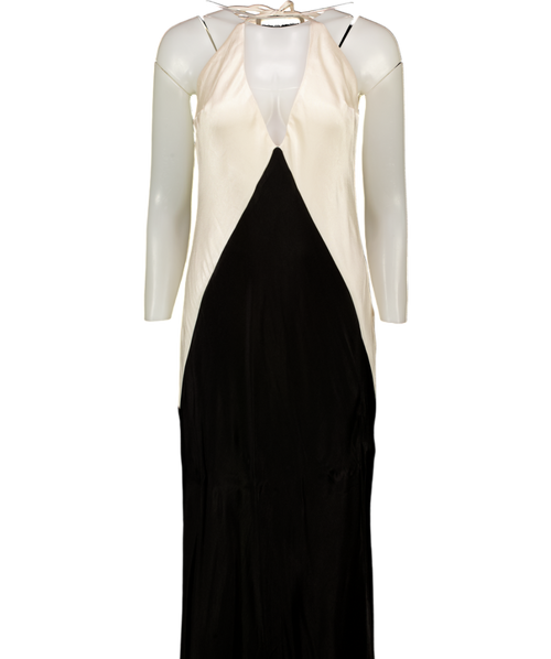 BARDOT Yve Contrast Halter Dress In Black Ivory UK 14