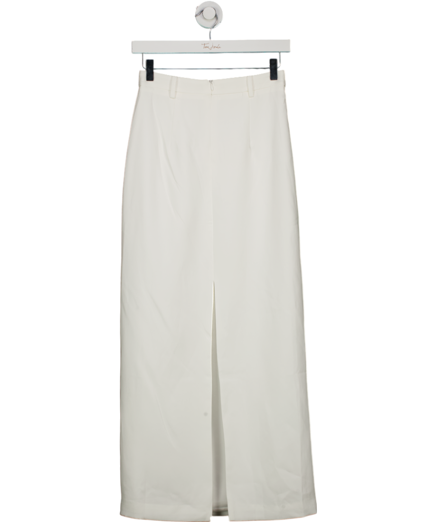 commense White Elegant Slit Back Maxi Skirt UK XS