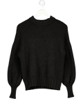 BODEN Black 100% Cashmere Chunky Knit Balloon Sleeve Jumper UK 6