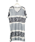 Grey V-neck Leopard Print Mini Dress UK XXL