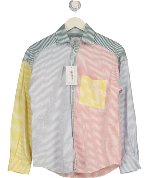 WNU With Nothing Underneath Multicoloured 'the Weekender" Multicolured Patchwork Seersucker Shirt UK S