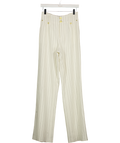HOLLAND COOPER High Waisted Straight Trouser Oyster White Linen Pinstripe UK 8