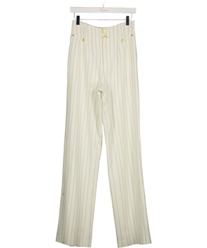 HOLLAND COOPER High Waisted Straight Trouser Oyster White Linen Pinstripe UK 8