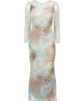GRACE JACOB Blue Oceana Backless Mesh Maxi Dress UK S