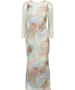 GRACE JACOB Blue Oceana Backless Mesh Maxi Dress UK S