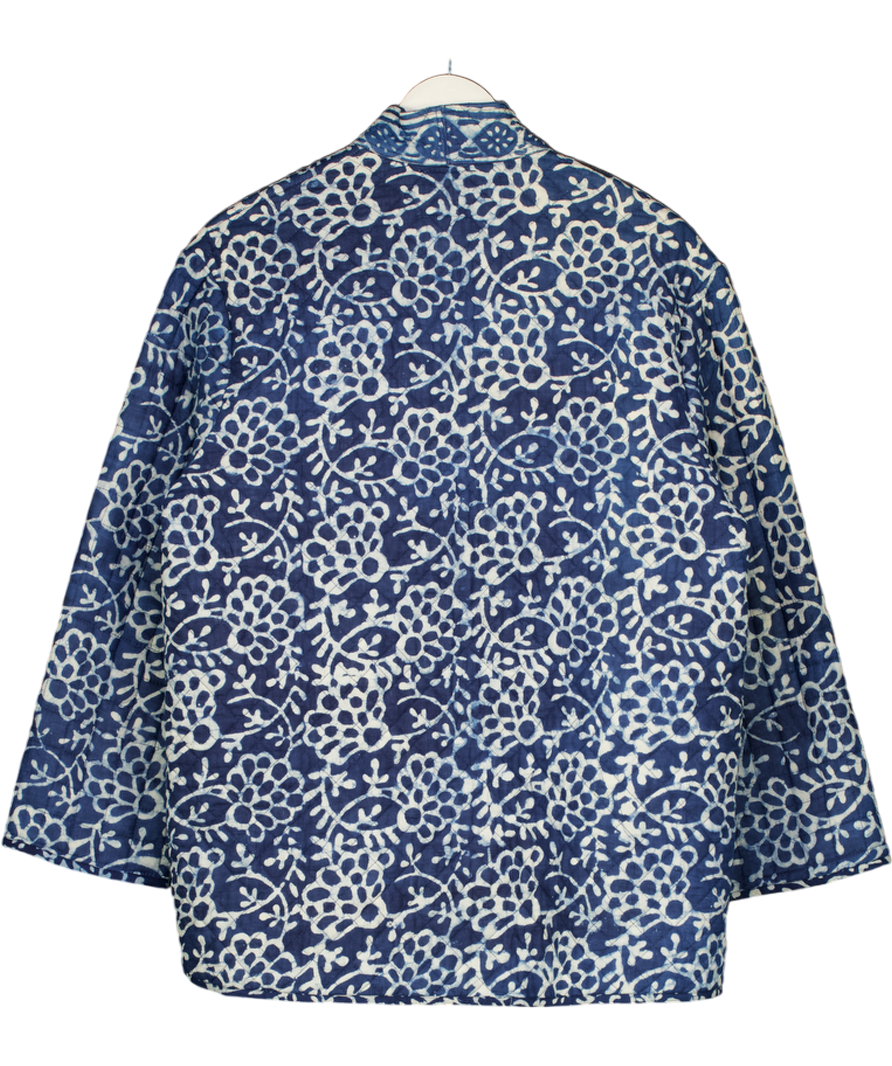DILLI GREY Blue Printed Quilted Jacket UK S