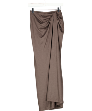 FABRIQUE Brown Drape Front Jersey Skirt UK XS