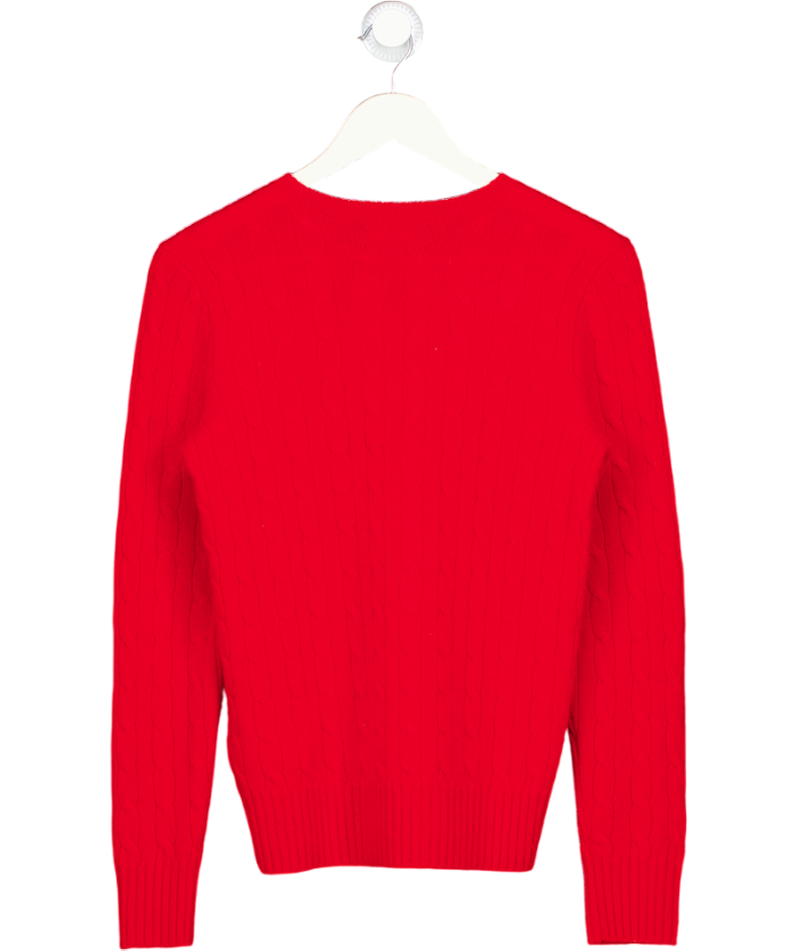 Polo Ralph Lauren Red The Iconic Cable-knit 100% Cashmere Jumper 14-16 Years UK L
