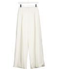 AEXE Ivory White Wide-leg Wool Trousers With Silk Lining UK XS