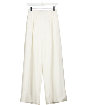 AEXE Ivory White Wide-leg Wool Trousers With Silk Lining UK XS