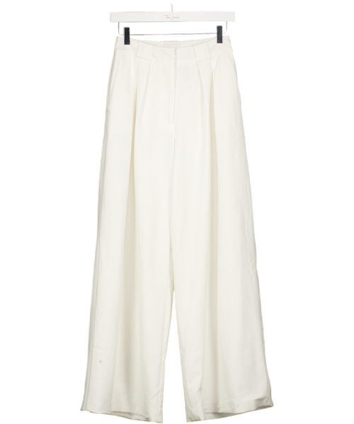 AEXE Ivory White Wide-leg Wool Trousers With Silk Lining UK XS