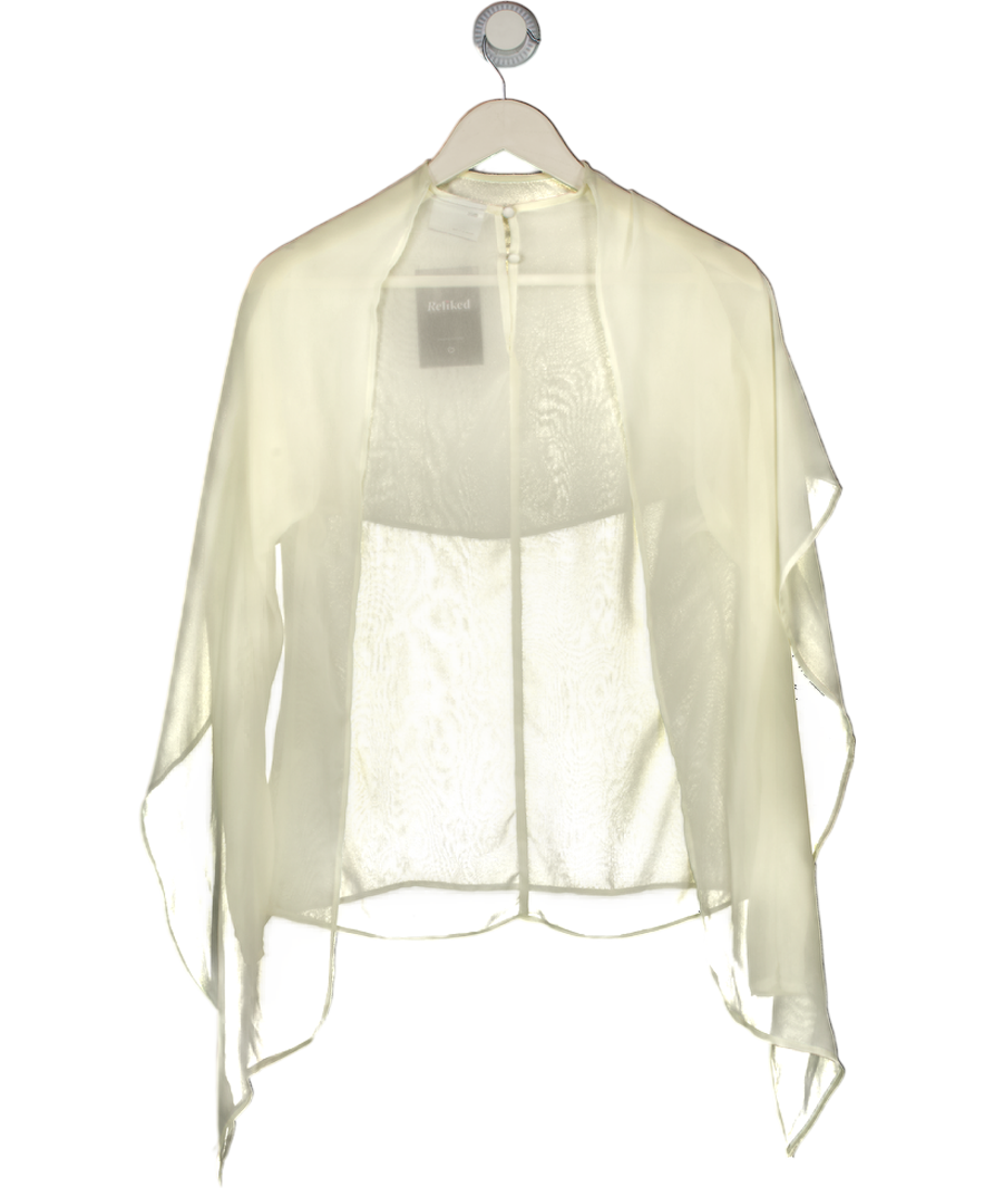 ASOS Cream Sheer Drape Detail Blouse UK 8