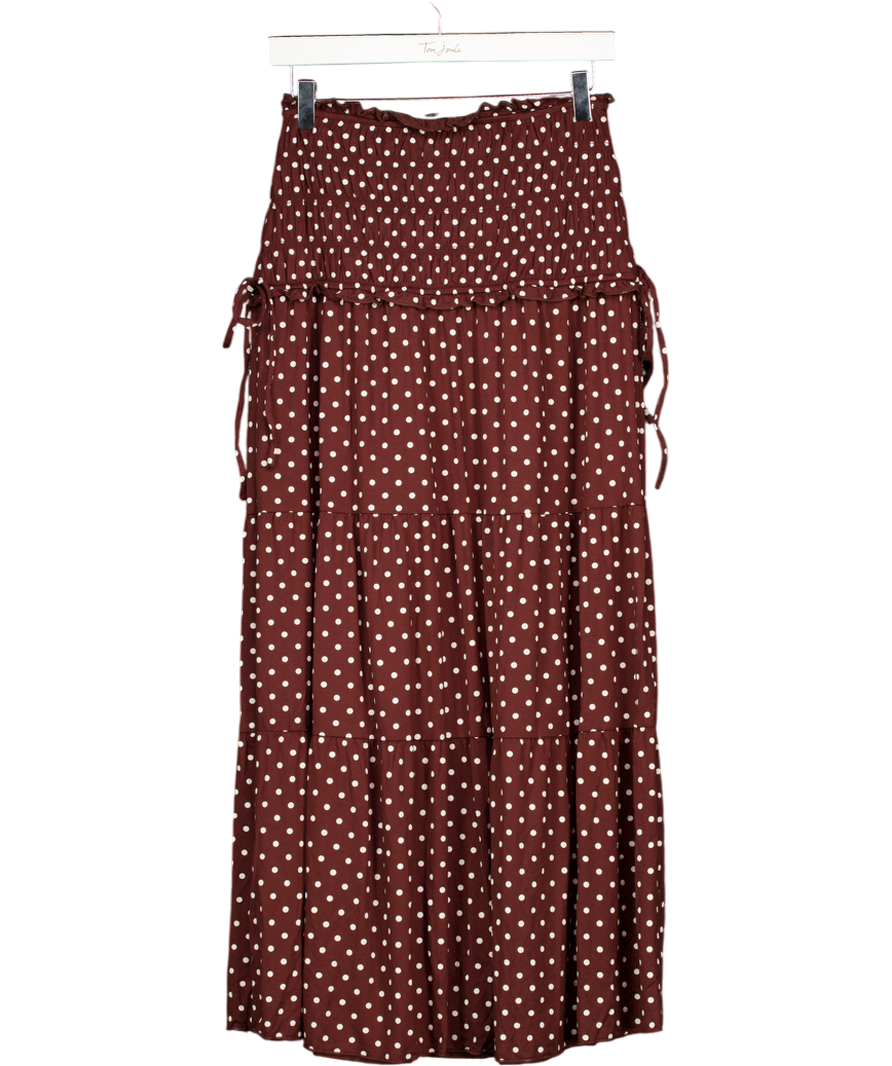 TIGER MIST Brown Denali Ruched Drop Waist Maxi Skirt UK S