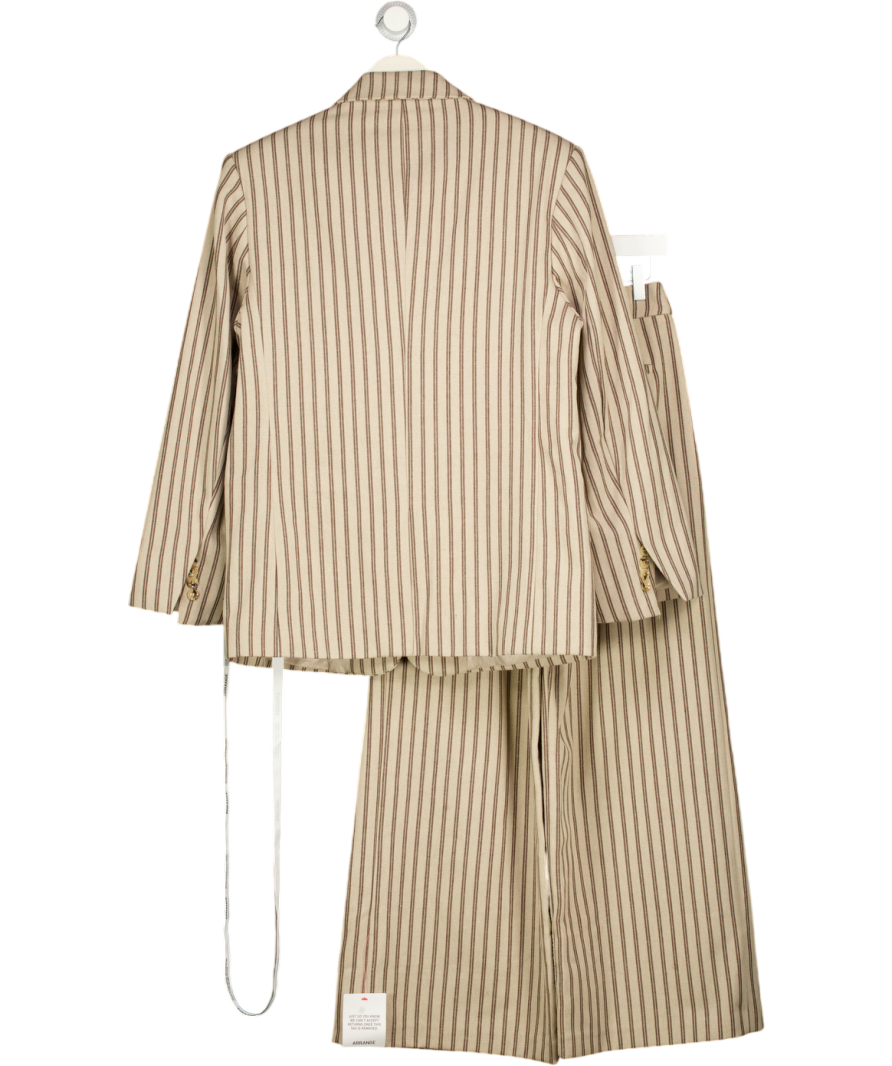 ARRANGE 2-piece Oversized Blazer & Wide Leg Trouser Set In Chocolate Brown Stripe UK 10