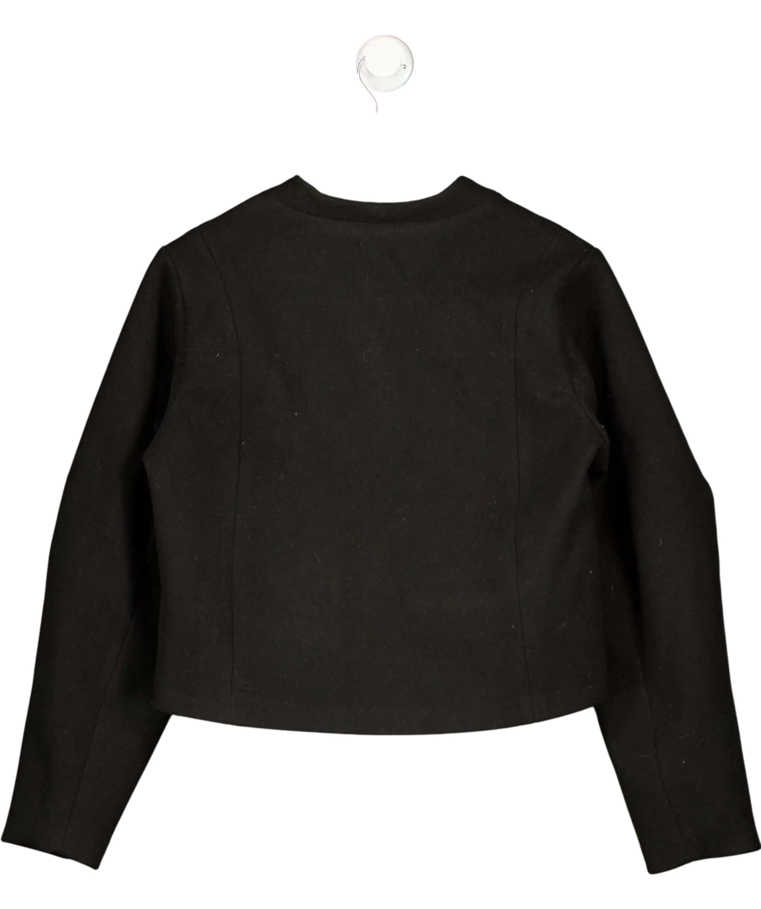 River Island Black Collarless Button Up Jacket UK 12