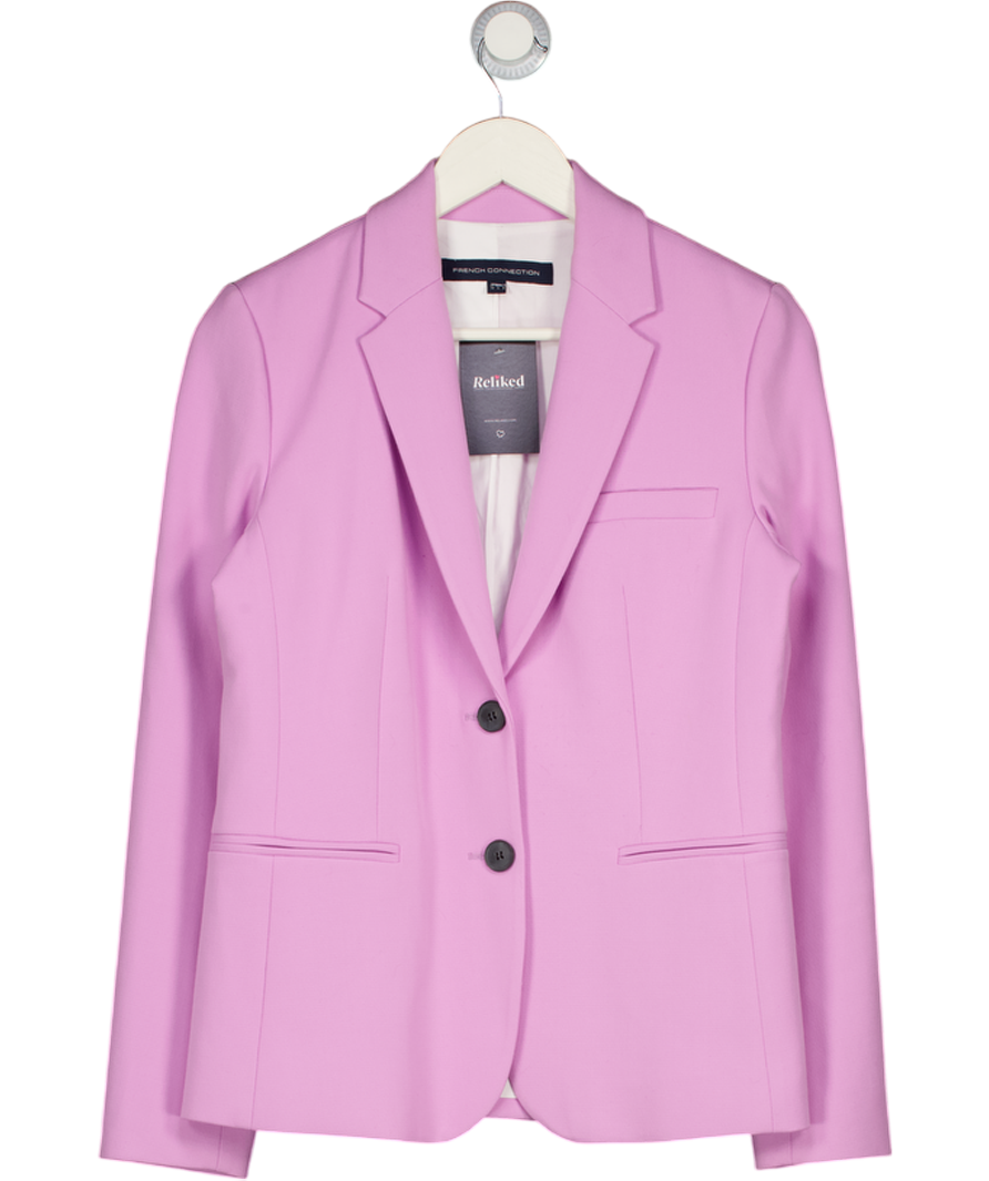 FRENCH CONNECTION Lilac Purple Single Breasted Crepe Bazer UK 10