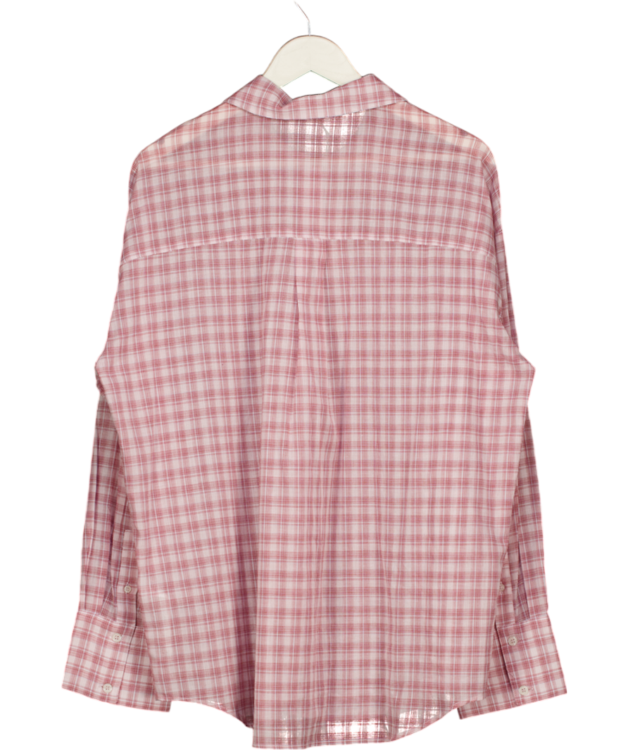 NA-KD Pink Checked Sheer Oversize Shirt UK 10