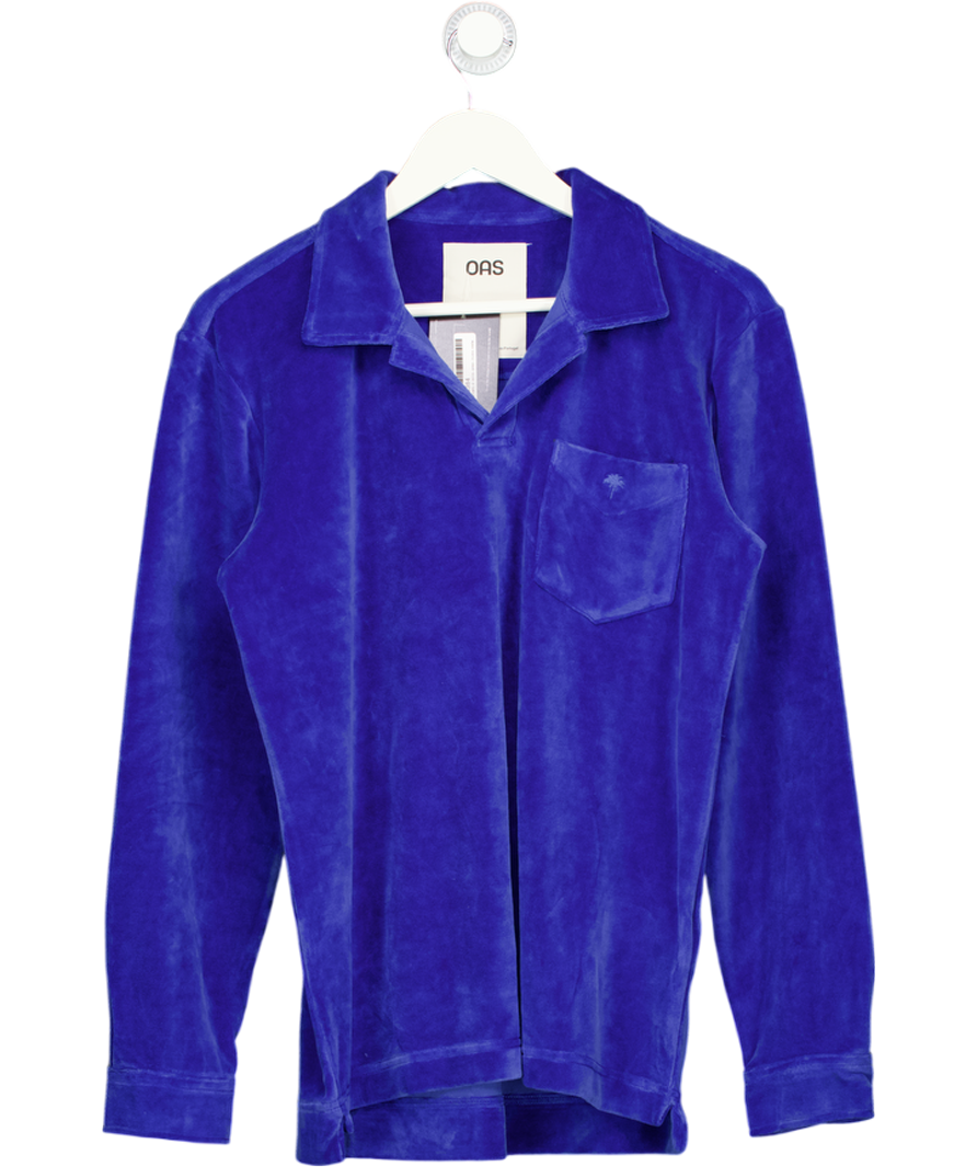 OAS Blue Velour Long Sleeve Polo UK S