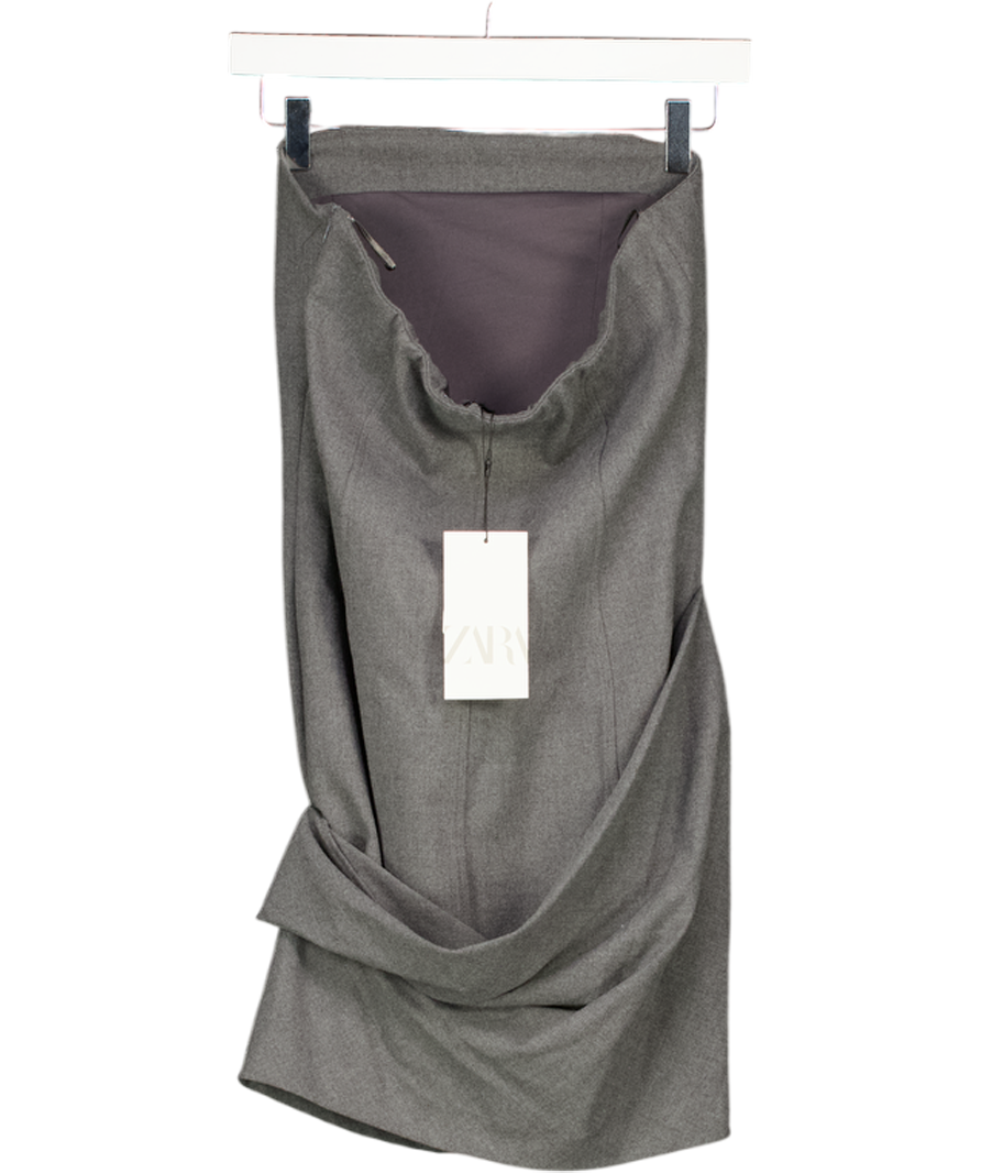 ZARA Grey Draped Detail Bandeau Mini Dress UK S