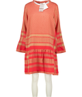 CECILIE COPENHAGEN Red / Beige 100% Cotton Long Sleeve Dress UK M